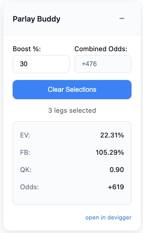 Screenshot of Parlay Buddy extension